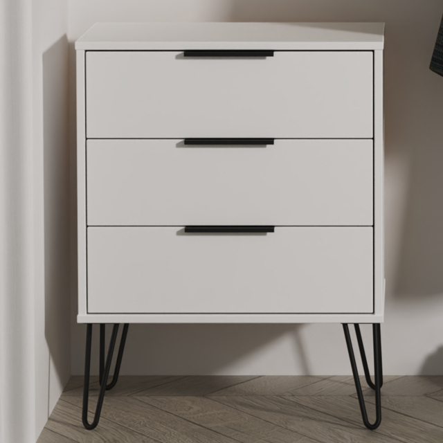 Crowndale Hong Kong 3 Drawer Matt White Midi Chest of Drawers Ready Assembled - image 1