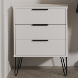 Crowndale Hong Kong 3 Drawer Matt White Midi Chest of Drawers Ready Assembled - thumbnail 1