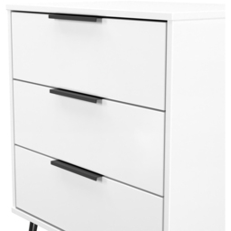 Crowndale Hong Kong 3 Drawer Matt White Midi Chest of Drawers Ready Assembled - thumbnail 3