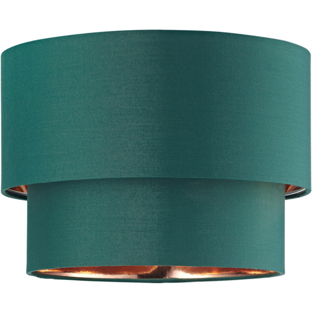 Happy Homewares Double Tier Shiny Copper Inner Forest Green Cotton Ceiling Shade - image 1