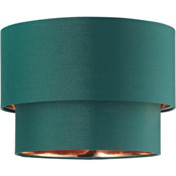 Happy Homewares Double Tier Shiny Copper Inner Forest Green Cotton Ceiling Shade - thumbnail 1