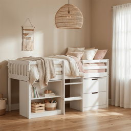 Noa and Nani Mira Sleepstation Classic White Mid Sleeper Low Cabin Bed with Storage - thumbnail 4
