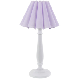 ValueLights Victoria Lilac Scallop Shade White Wood Candlestick Stem LED Table Lamp