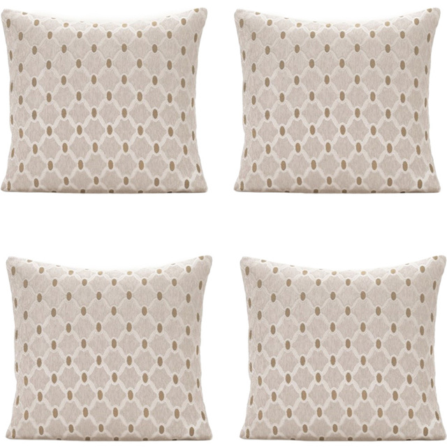 Alan Symonds Berkeley Chenille Cream Geometric Cushion with Polyester Filled Pad 45 x 45cm 4 Pack