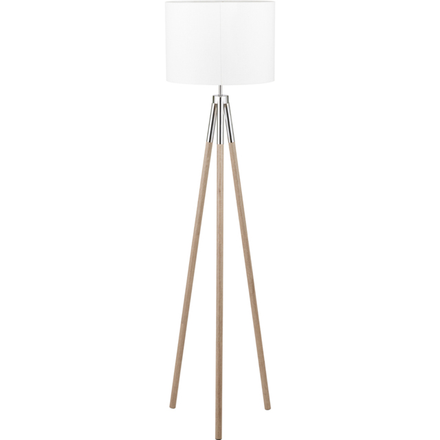 Pacific Lifestyle Vali Wood Grain Tripod Silver Metal and Grey Floor Lamp - image 1