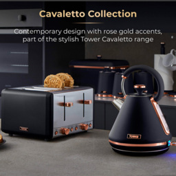 Tower Cavaletto Black and Rose Gold Canisters and Bread Bin 3 Pack - thumbnail 4