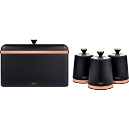 Tower Cavaletto Black and Rose Gold Canisters and Bread Bin 3 Pack - thumbnail 1