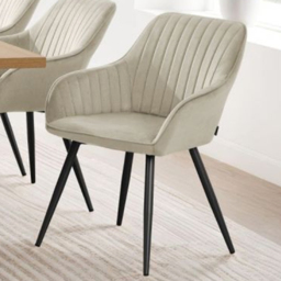 tectake Marilyn Cream Velvet Quilted Chair Set of 6