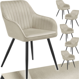 tectake Marilyn Cream Velvet Quilted Chair Set of 6 - thumbnail 2
