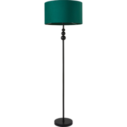 ValueLights Marissa Forest Green Velvet Shade Black Ball LED Floor Lamp