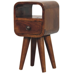 Artisan Furniture Chestnut Single Drawer Single Shelf Solid Wood Extra Mini Curved Bedside Table - thumbnail 3