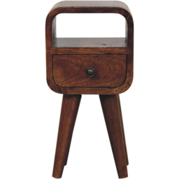 Artisan Furniture Chestnut Single Drawer Single Shelf Solid Wood Extra Mini Curved Bedside Table - thumbnail 2