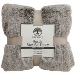 Rustic Faux Fur Throw Grey - Grey