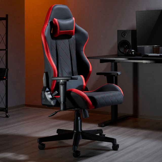 TTAP Monaco Faux Leather Black and Red Swivel Gaming Chair - image 1