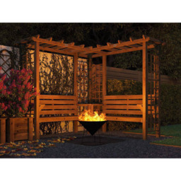 Dunster House Gerlinde 4 Seater Brown Roof Corner Pergola Arch Bench with Pergola Trellis and Mini Table 8 x 8ft - thumbnail 4