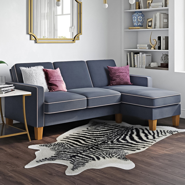 Novogratz Bowen 3 Seater Blue Sectional Sofa - image 1