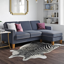 Novogratz Bowen 3 Seater Blue Sectional Sofa - thumbnail 1