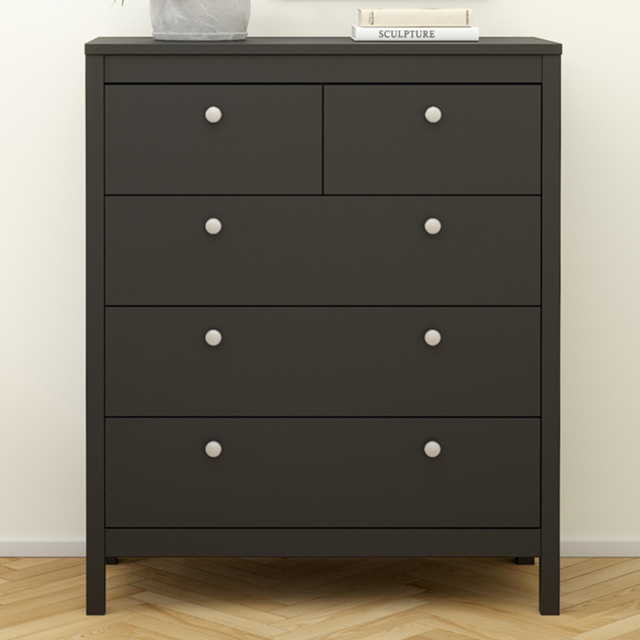 Florence Madrid 5 Drawer Matt Black Chest of Drawers - image 1