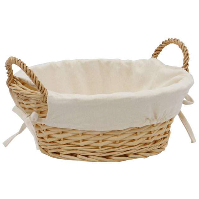 JVL 6.5L Acacia Honey Round Willow Storage Basket with Liner - image 1