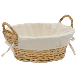 JVL 6.5L Acacia Honey Round Willow Storage Basket with Liner