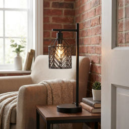 Industrial Weaved Black Table Lamp - thumbnail 3