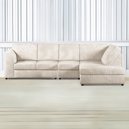 Luxor 5 Seater Cream Jumbo Cord Right Hand L Shaped Corner Sofa with Full Back - thumbnail 1