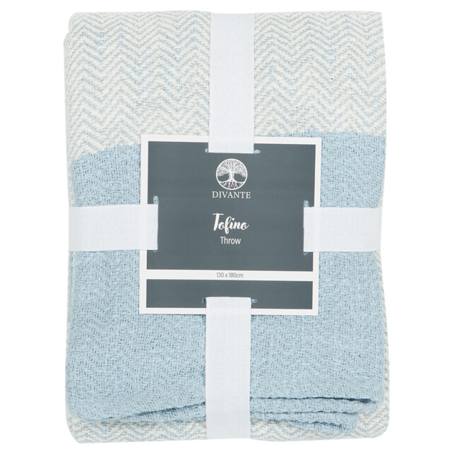 Divante Tofino Blue Herringbone Throw 130 x 180cm - image 1