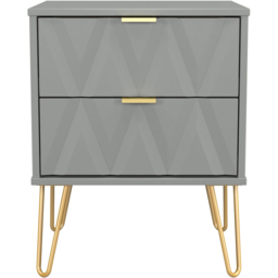 Crowndale Diamond 2 Drawer Dusk Grey Compact Bedside Cabinet Ready Assembled - thumbnail 3