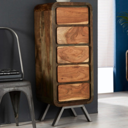 Brooklyn Aleiny 5 Drawer Wooden Tall Chest of Drawers - thumbnail 1