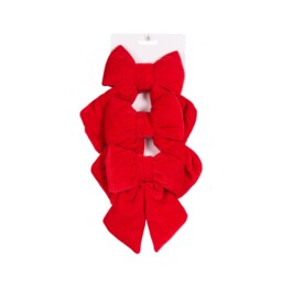 Single Sleigh Bells Ring Single Chunky Plush Bow Tree Decoration 3 Pack in Assorted Style - thumbnail 3