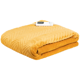 Dreamland Hurry Home Velvet Mustard Herringbone Quilted Heated Throw 120 x 160cm