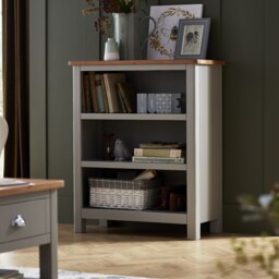 Norbury Wooden Low Bookcase - Grey - thumbnail 1