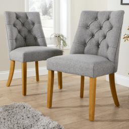 Home Source Samara Set of 2 Grey Tufted Dining Chair - thumbnail 1