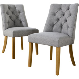 Home Source Samara Set of 2 Grey Tufted Dining Chair - thumbnail 2