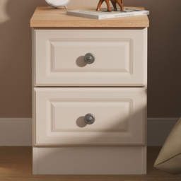 Crowndale Norfolk Kashmir Ash and Bardolino Oak 2 Drawer Compact Bedside Cabinet Ready Assembled - thumbnail 1