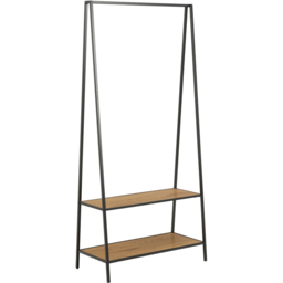 Florence Seaford 2 Shelf Oak and Black Metal Clothes Rack - thumbnail 1