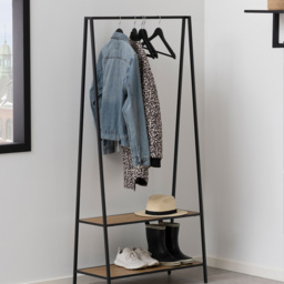 Florence Seaford 2 Shelf Oak and Black Metal Clothes Rack - thumbnail 2
