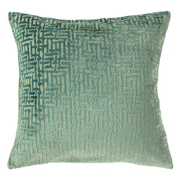 Paoletti Delphi Mint Velvet Jacquard Cushion - thumbnail 1