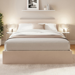 GFW Natural Double Velvet End Lift Ottoman Bed with Memory Pocket Spring Mattress
