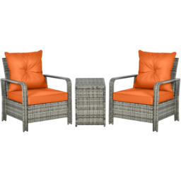 Outsunny 2 Seater Rattan Bistro Set Orange - thumbnail 2