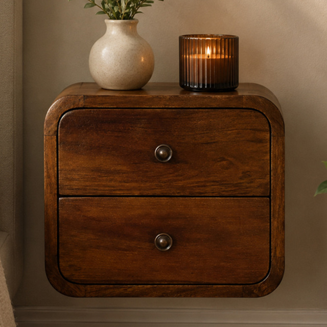 Artisan Furniture Chestnut 2 Drawer Solid Wood Floating Mini Bedside Table - image 1