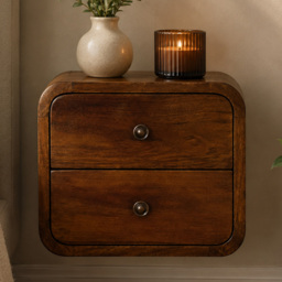 Artisan Furniture Chestnut 2 Drawer Solid Wood Floating Mini Bedside Table