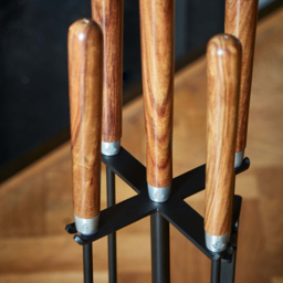 Ivyline Black Wooden Handle 5 Piece Round Companion Set - thumbnail 4