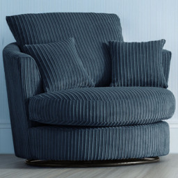 Luxor Navy Blue Jumbo Cord Fabric Swivel Chair
