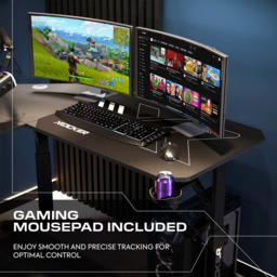 X Rocker Cougar Black Height Adjustable Corner Gaming Desk with Mousepad - thumbnail 3