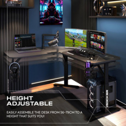 X Rocker Cougar Black Height Adjustable Corner Gaming Desk with Mousepad - thumbnail 2
