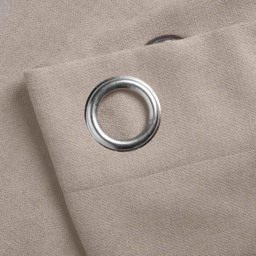 Alan Symonds Velvet Chenille Ring Top Eyelet Curtains Taupe 142 x 137cm - thumbnail 2