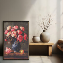 Vintage Pink Floral Framed Art - thumbnail 2