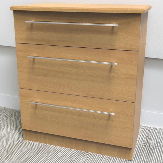 Crowndale Sherwood Modern Oak 3 Drawer Deep Chest of Drawers - image 1