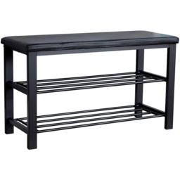 Home Source Sleaford Black Metal PU Shoe Bench - thumbnail 2